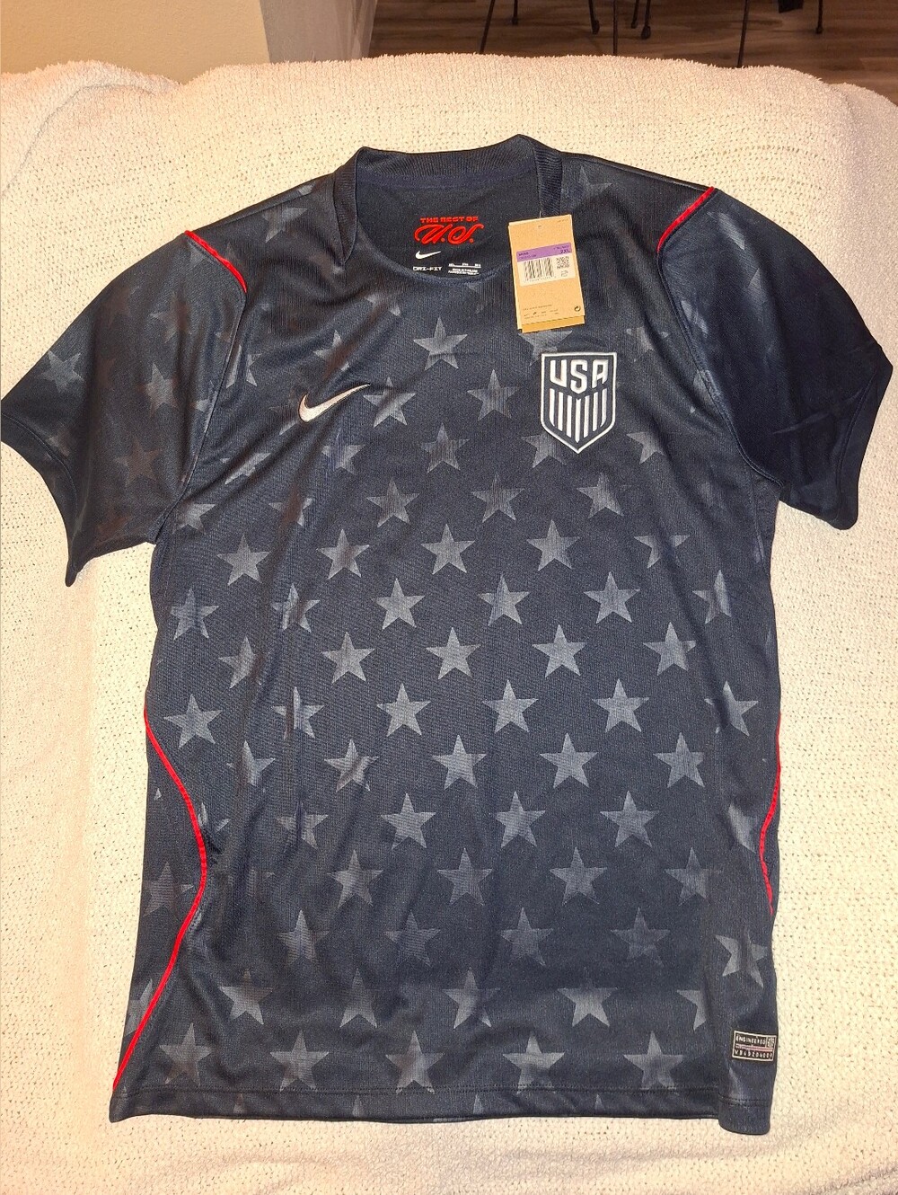 Nike USA Star-Pattern Soccer Jersey - Navy with Red Trim